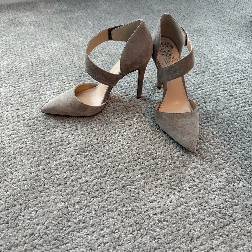 Vince Camuto “Charlotte”Suede Pointed-Toe Ankle-Strap Heels - Picture 2 of 7